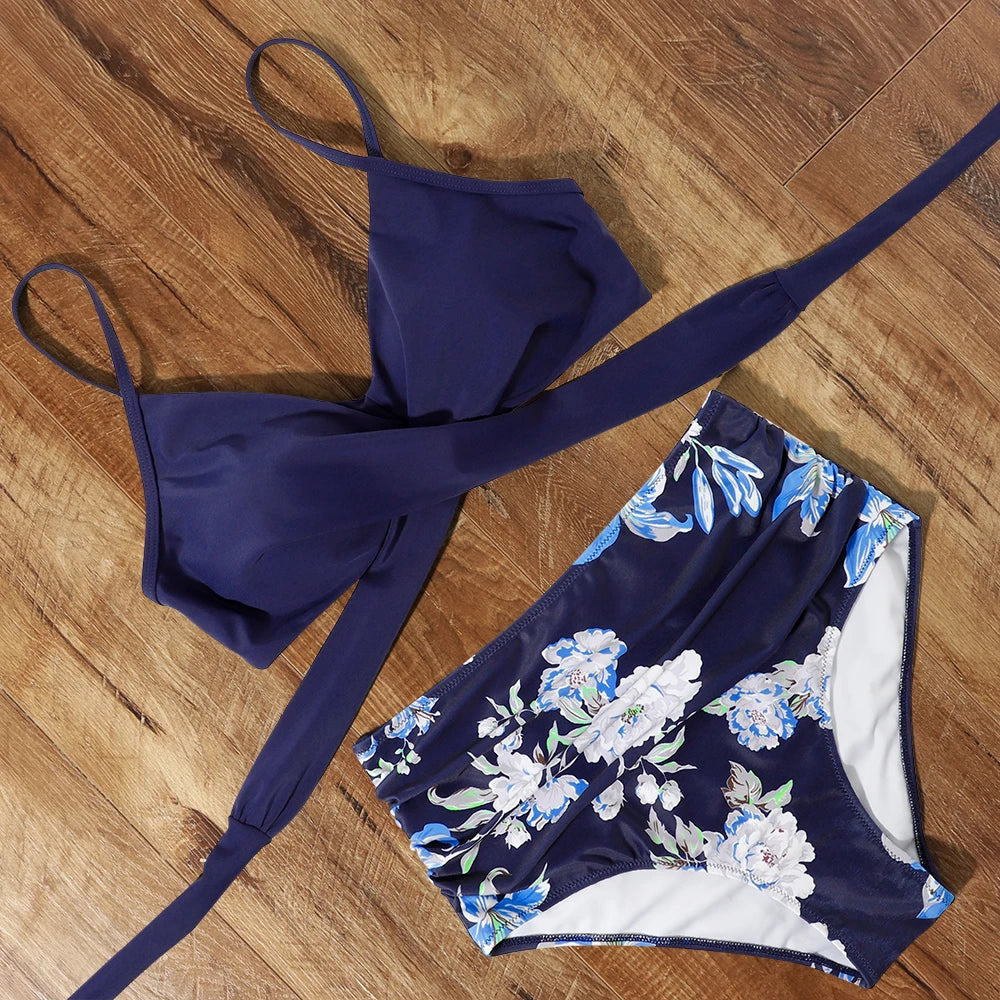 High Waist Floral Bikini Set - 2024 Swimwear