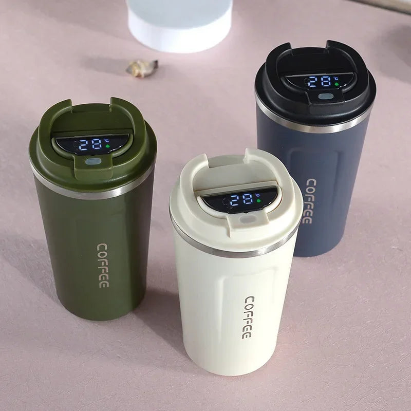 Stainless Steel Thermos Mug with Temperature Display – 380/510ml Vacuum Insulated Tumbler