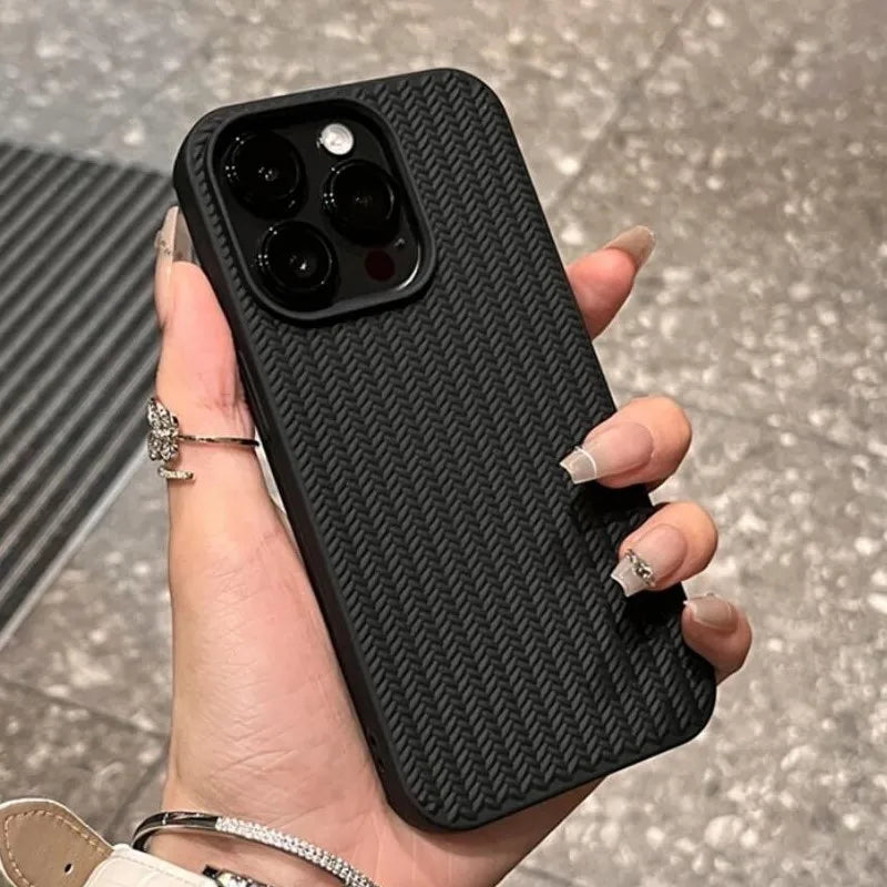 Luxury Knitting Grain iPhone Case for 7-15 Pro Max, Plus, SE, XS, XR