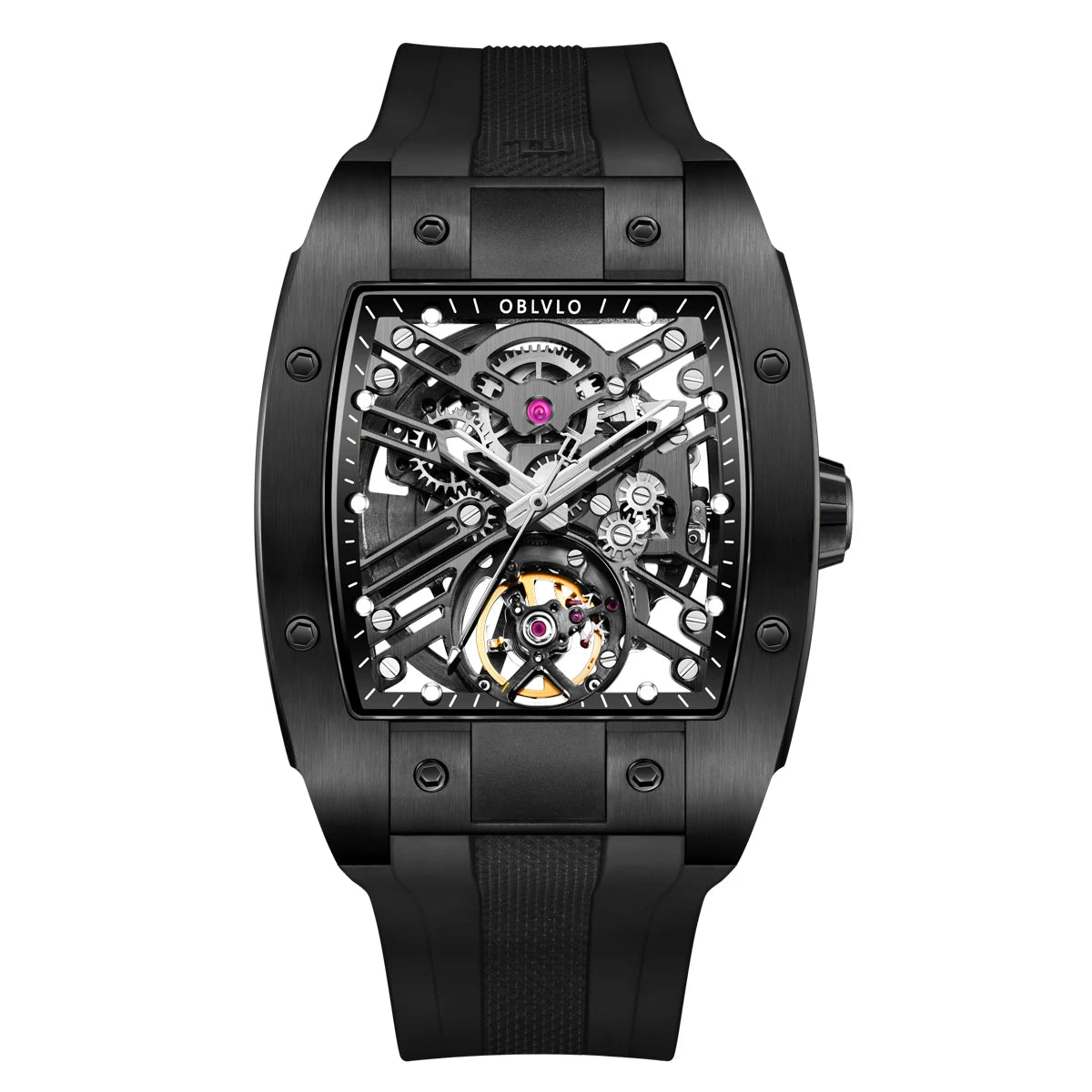 OBLVLO EM-ST Square Skeleton Sport Watch