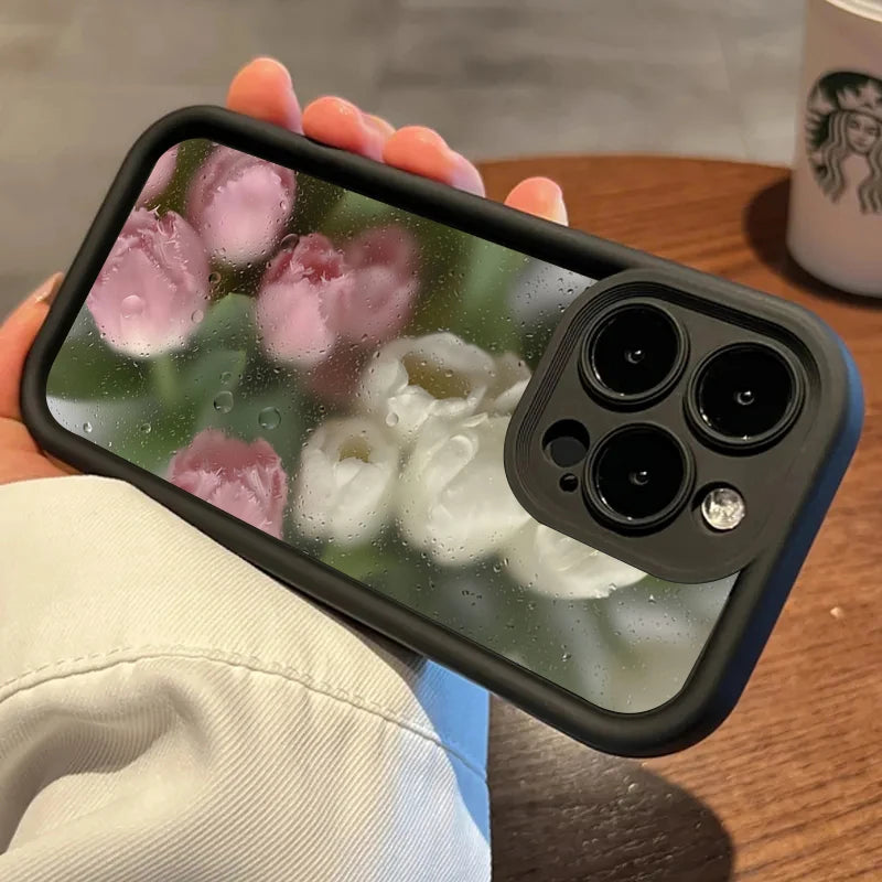 Aesthetic Rose Floral iPhone Case for 7-16 Pro Max, SE, XS, XR, 8 Plus