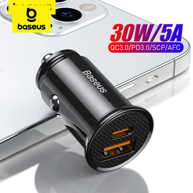 Baseus 30W USB Car Charger with Quick Charge 4.0/3.0 and USB PD