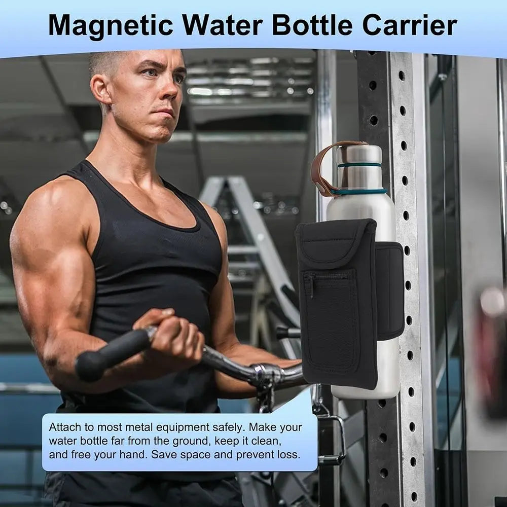 Magnetic Gym Water Bottle Holder with Built-in Magnet Sleeve
