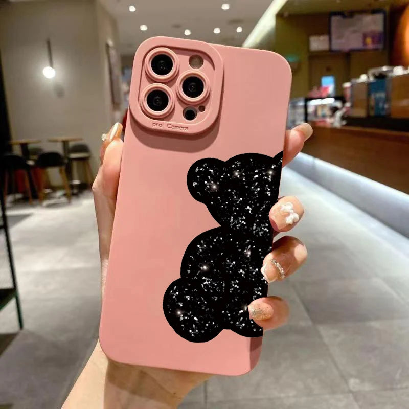 Floral Bear Painting iPhone Case for 7-16 Pro Max, SE, XS, XR