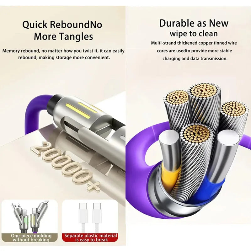 240W 4-in-1 Fast Charge USB Type-C Data Cable
