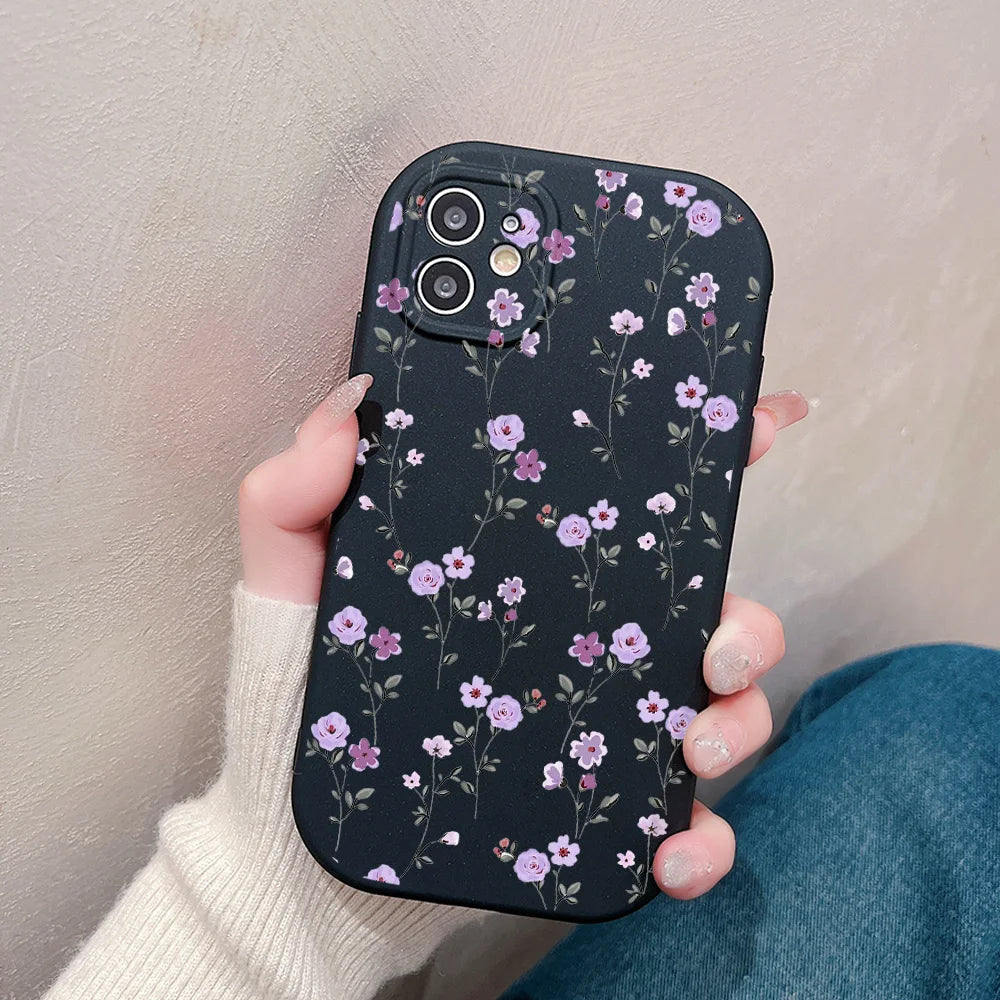 Flower Love Silicone Shockproof Phone Case for iPhone 6S-15 Pro Max Plus