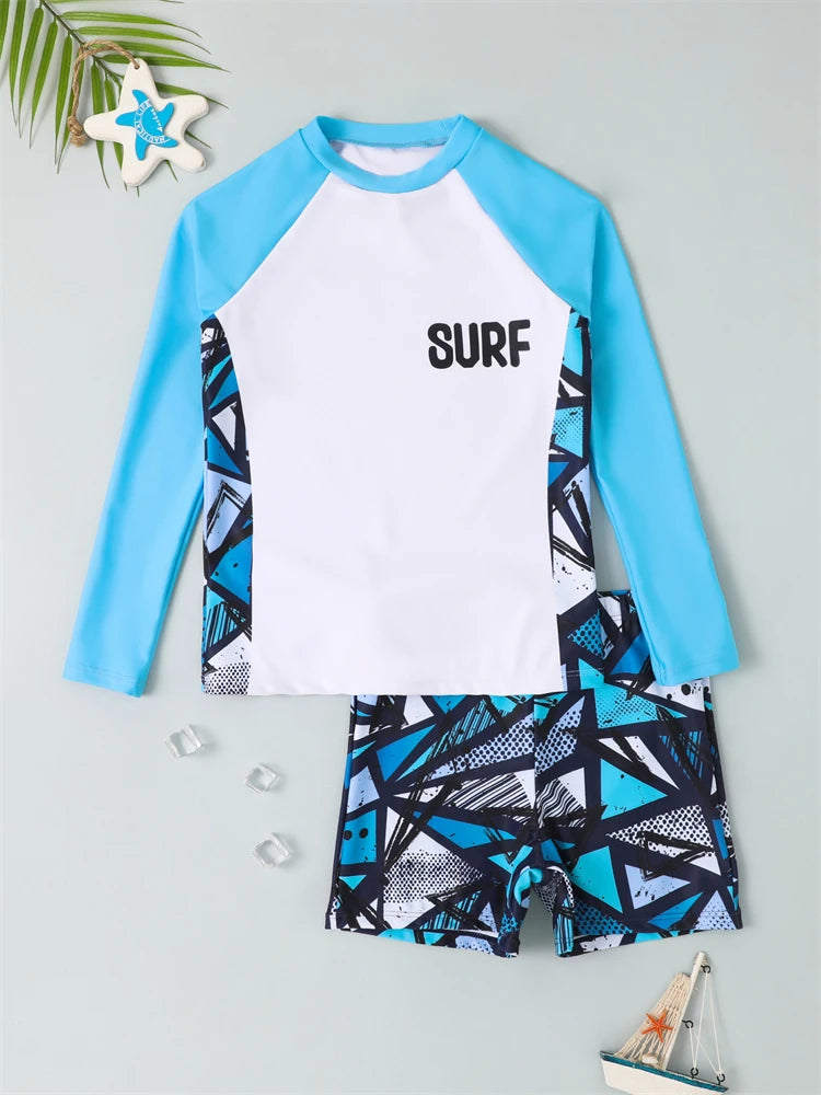 2024 Boy's Long Sleeve Swimsuit: Solid & Print