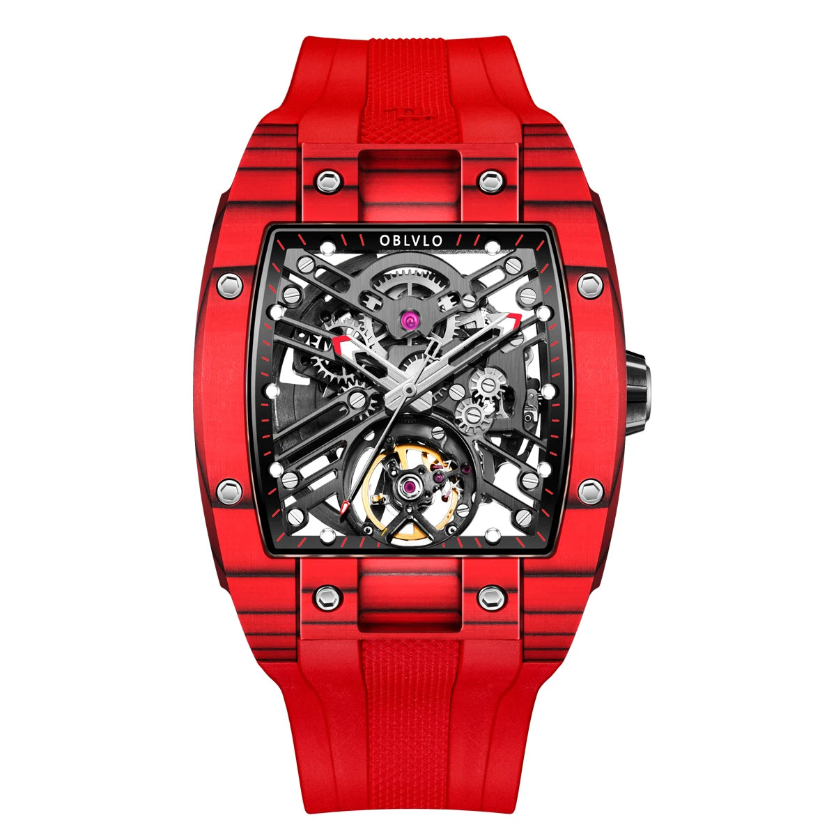 OBLVLO EM-ST Square Skeleton Sport Watch