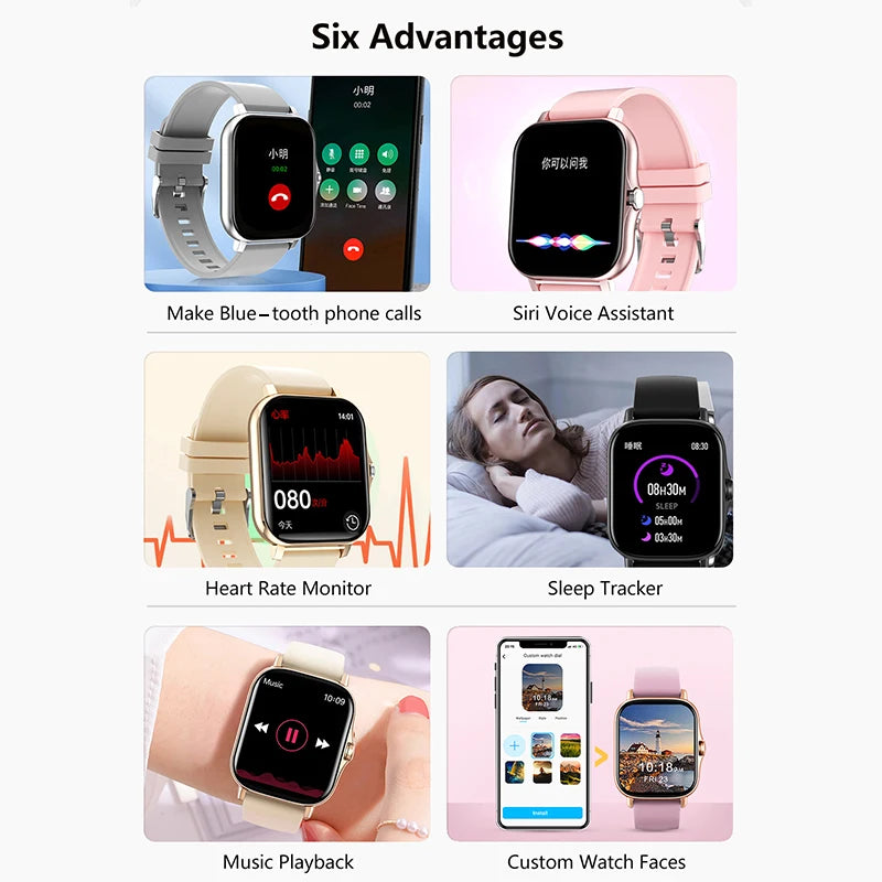 Sport Smartwatch: Fitness, Health Monitor, Waterproof, Bluetooth