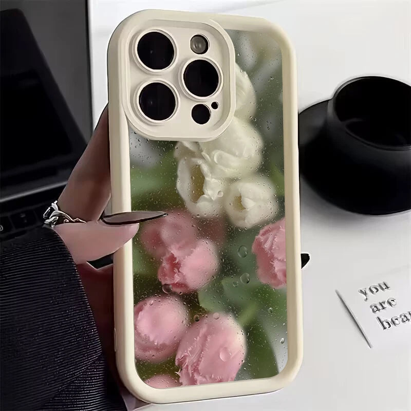 Aesthetic Rose Floral iPhone Case for 7-16 Pro Max, SE, XS, XR, 8 Plus