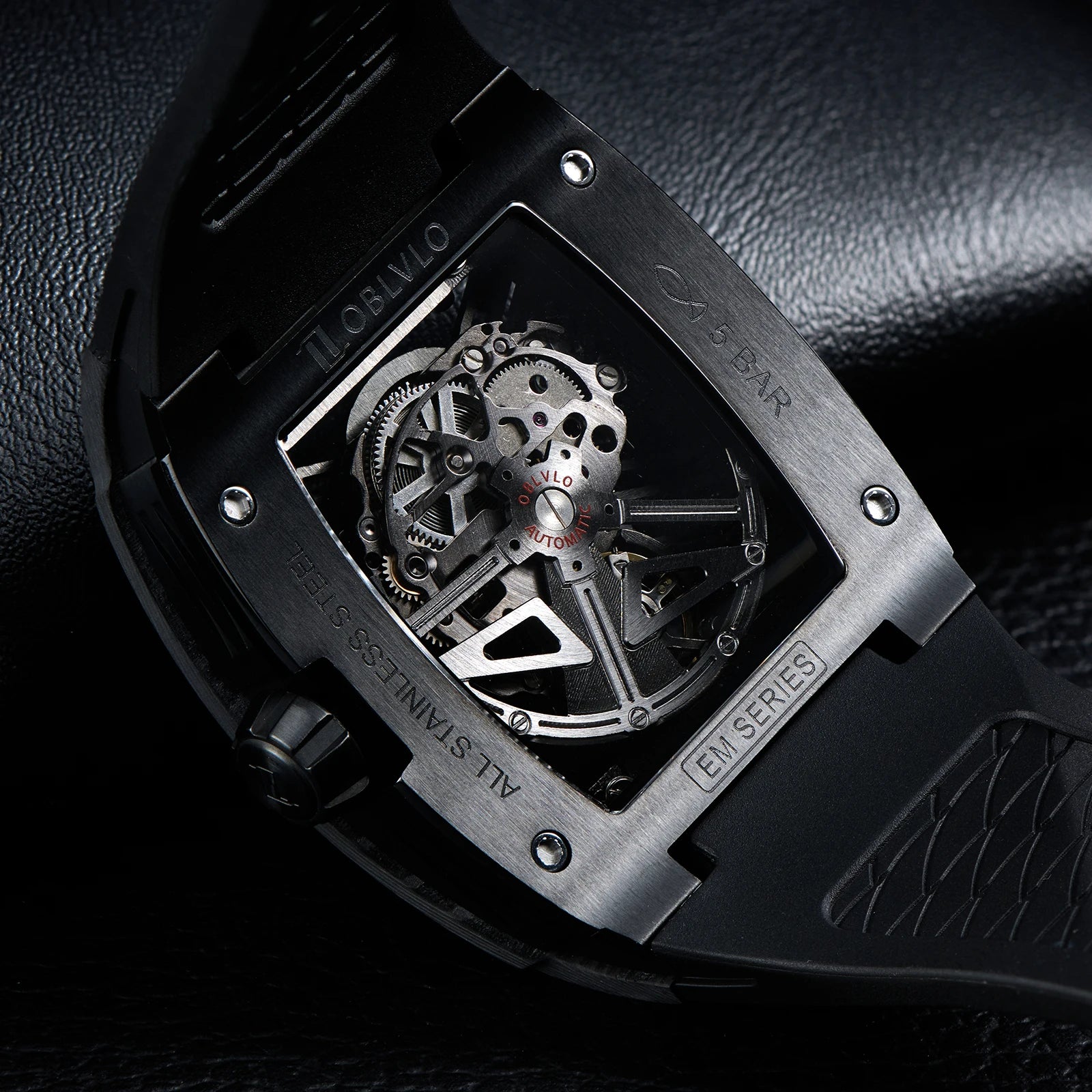 OBLVLO EM-ST Square Skeleton Sport Watch