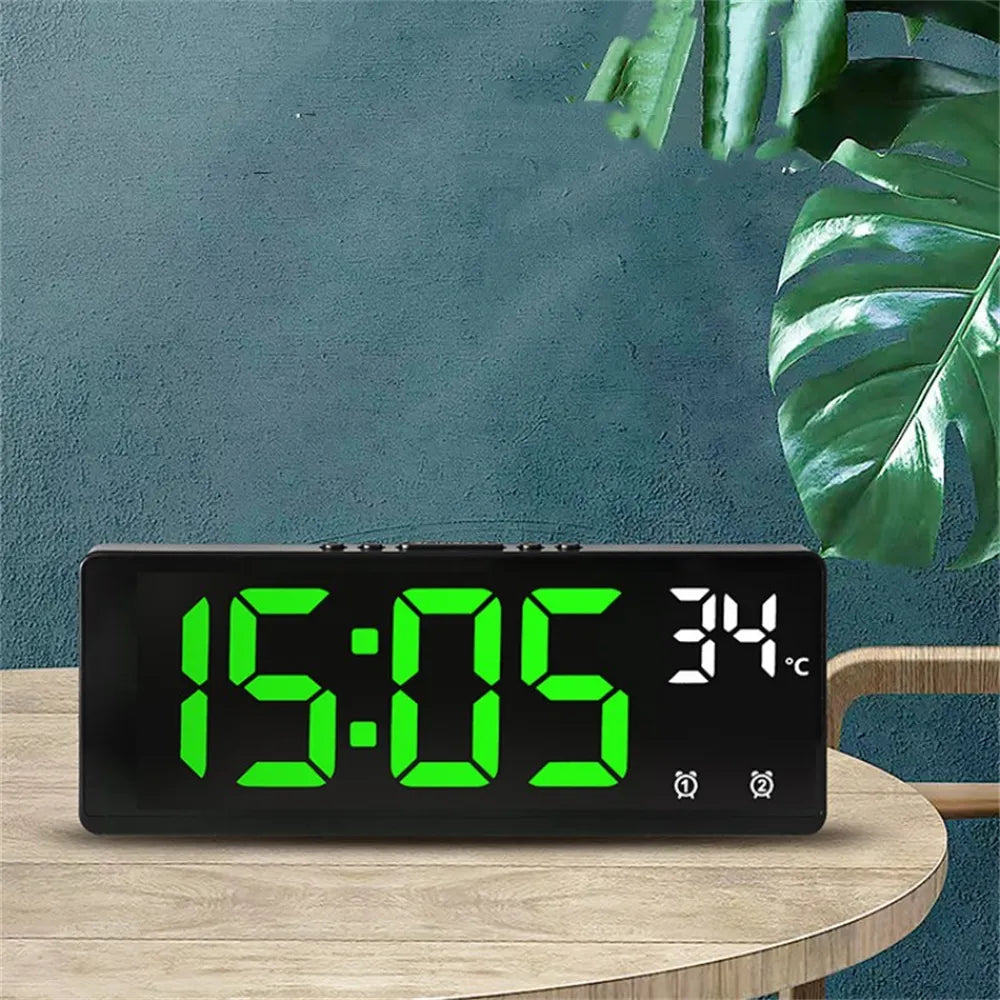 Voice control LED alarm clock, versatile.