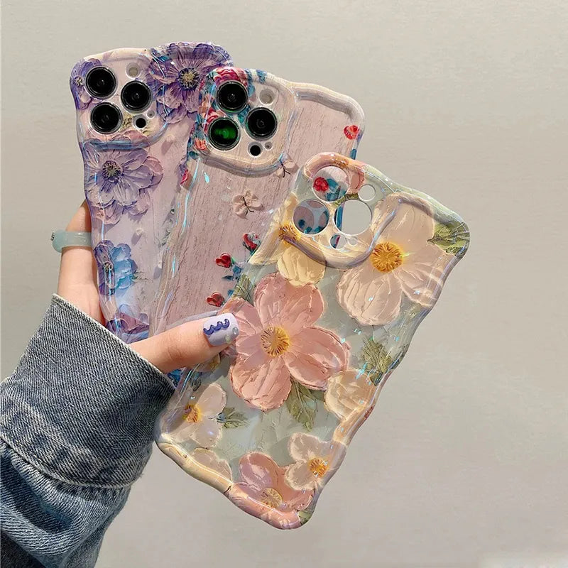 Luxury laser flower pattern phone case.