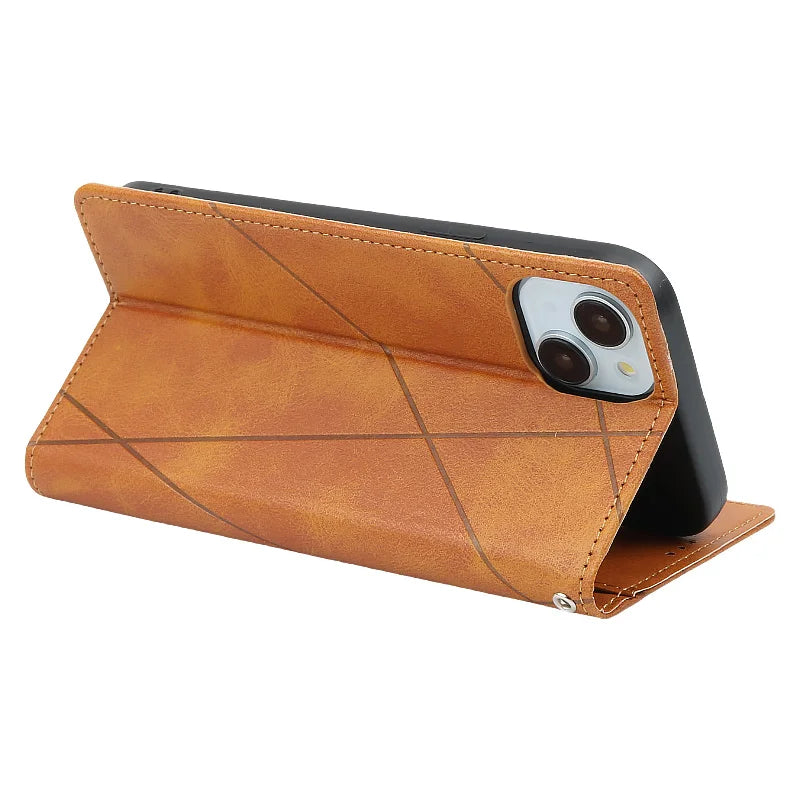 Flip Stand Leather Wallet Case for iPhone 6-15 Pro Max, SE, Mini