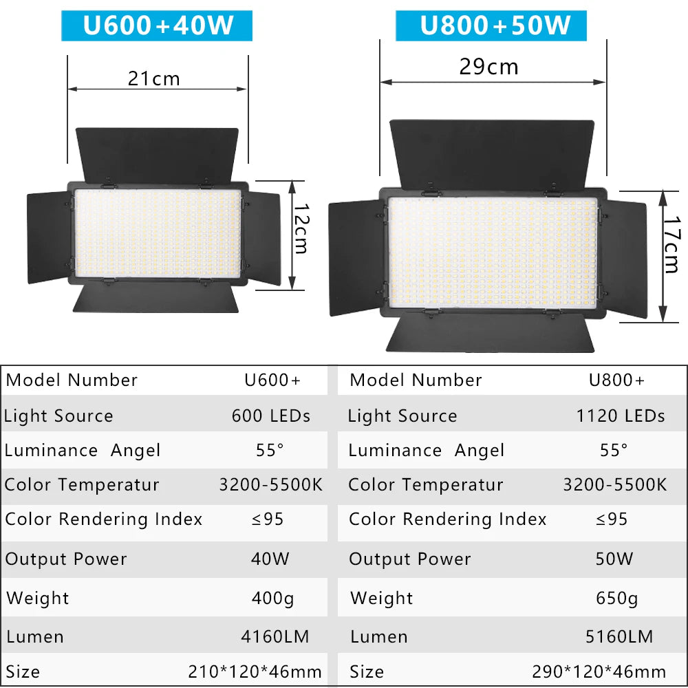 Nagnahz U800+ LED Video Light Photo Studio Lamp