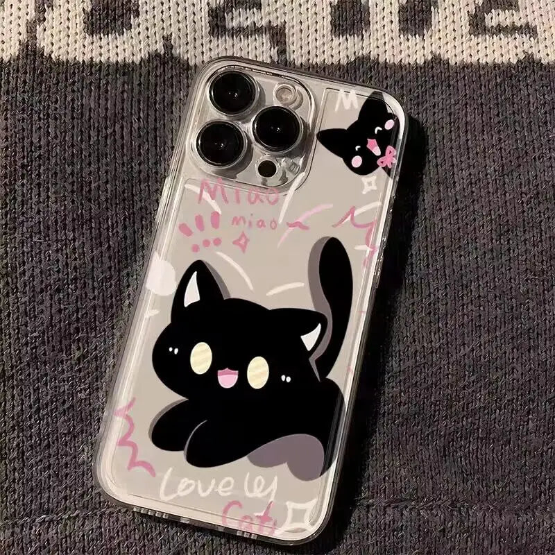 Angry Cat iPhone Case Clear Fundas for 11-15 Pro Max, Mini, SE, XS, XR