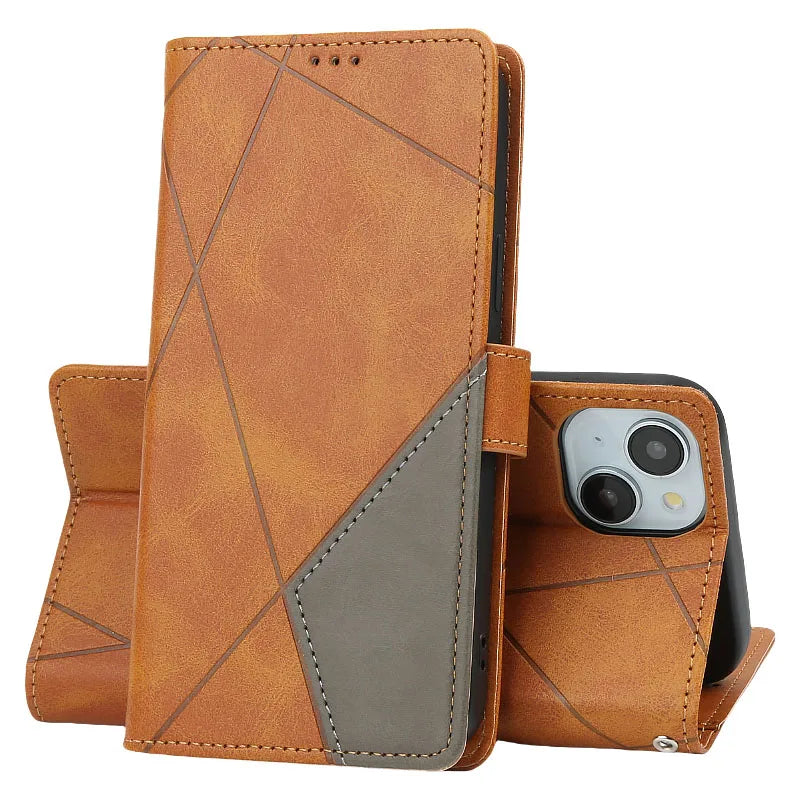 Flip Stand Leather Wallet Case for iPhone 6-15 Pro Max, SE, Mini