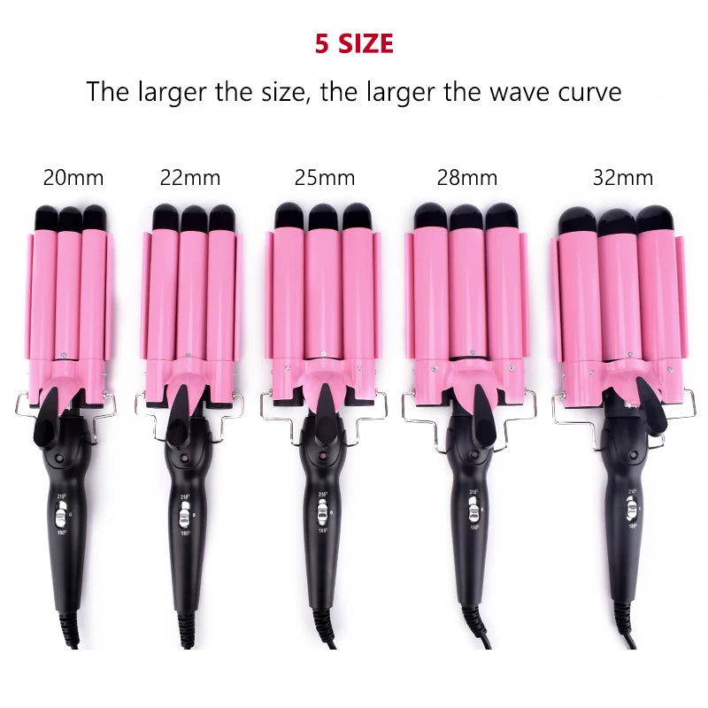 Triple Barrel Ceramic Hair Curler Wand