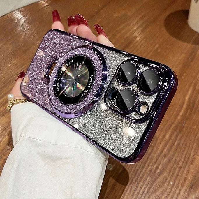 Glitter MagSafe Bracket Case for iPhone 7-16 Pro Max, SE, XS, XR