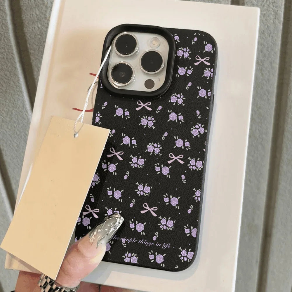 Flower iPhone Case for 11-16 Pro Max, Plus, Soft Candy Leather