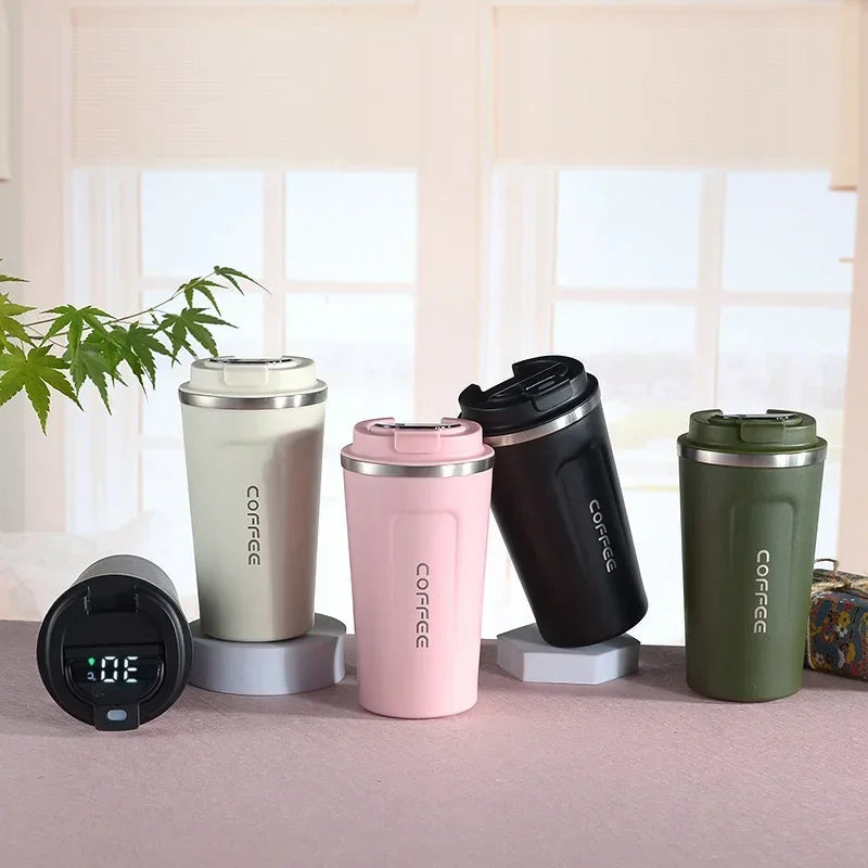 Stainless Steel Thermos Mug with Temperature Display – 380/510ml Vacuum Insulated Tumbler