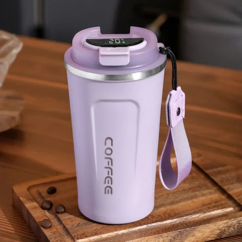 Stainless Steel Thermos Mug with Temperature Display – 380/510ml Vacuum Insulated Tumbler