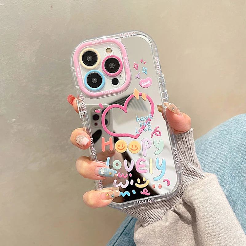 Lovely heart mirror case for iPhones.