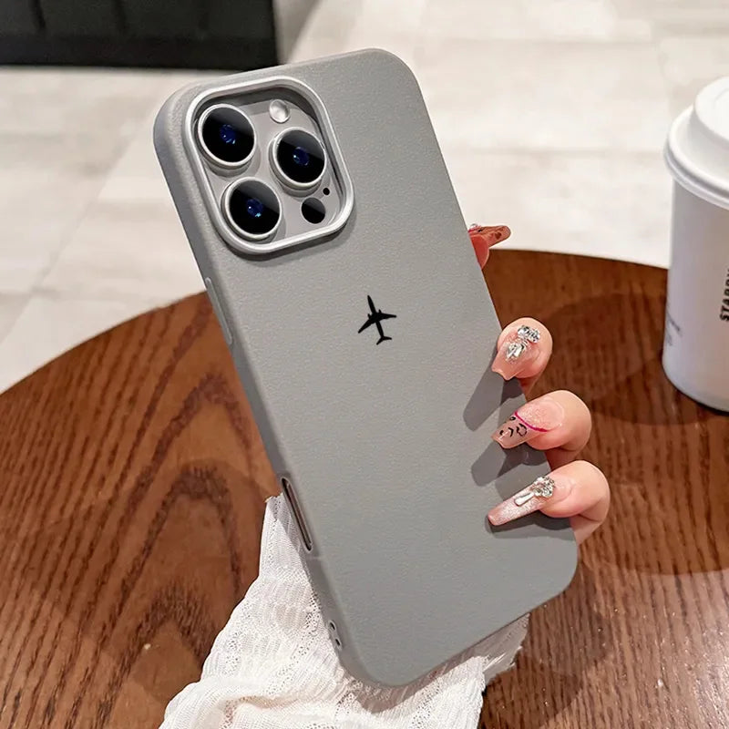 Airplane Lichee Leather Shockproof iPhone Case - For iPhone 16-11 & SE 2022