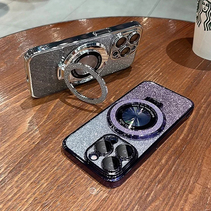 Glitter MagSafe Bracket Case for iPhone 7-16 Pro Max, SE, XS, XR