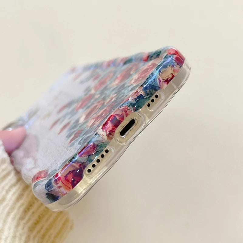 Luxury laser flower pattern phone case.