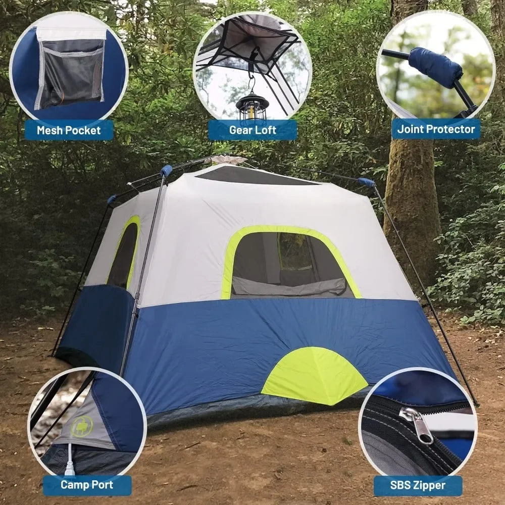 8-Person Instant Cabin Tent with Rainfly - Family Camping & Hiking