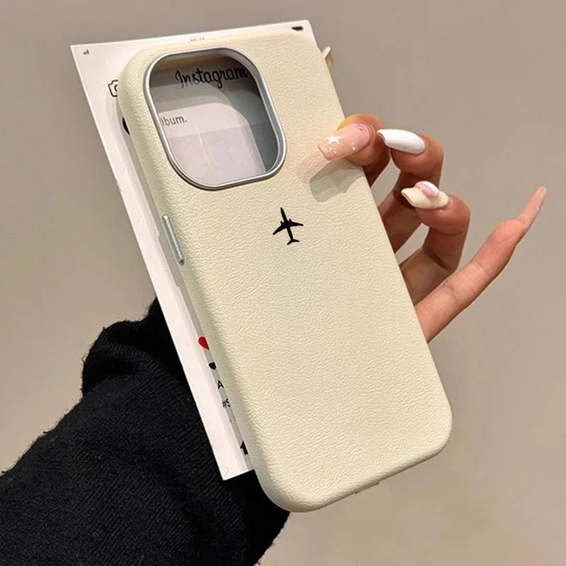 Airplane Lichee Leather Shockproof iPhone Case - For iPhone 16-11 & SE 2022