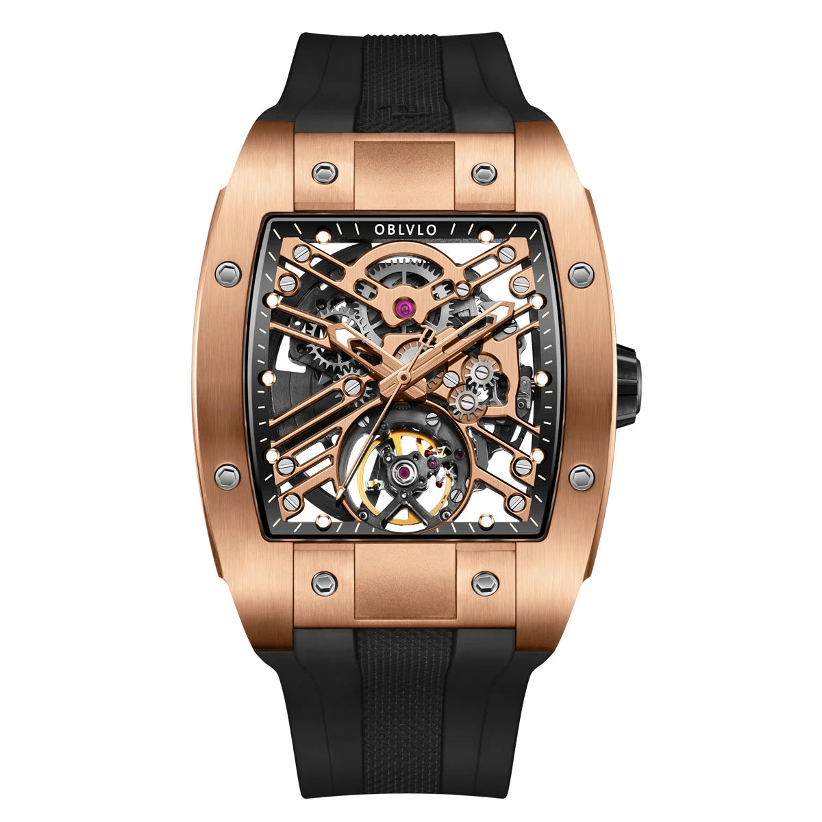 OBLVLO EM-ST Square Skeleton Sport Watch