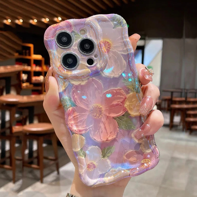 Luxury laser flower pattern phone case.