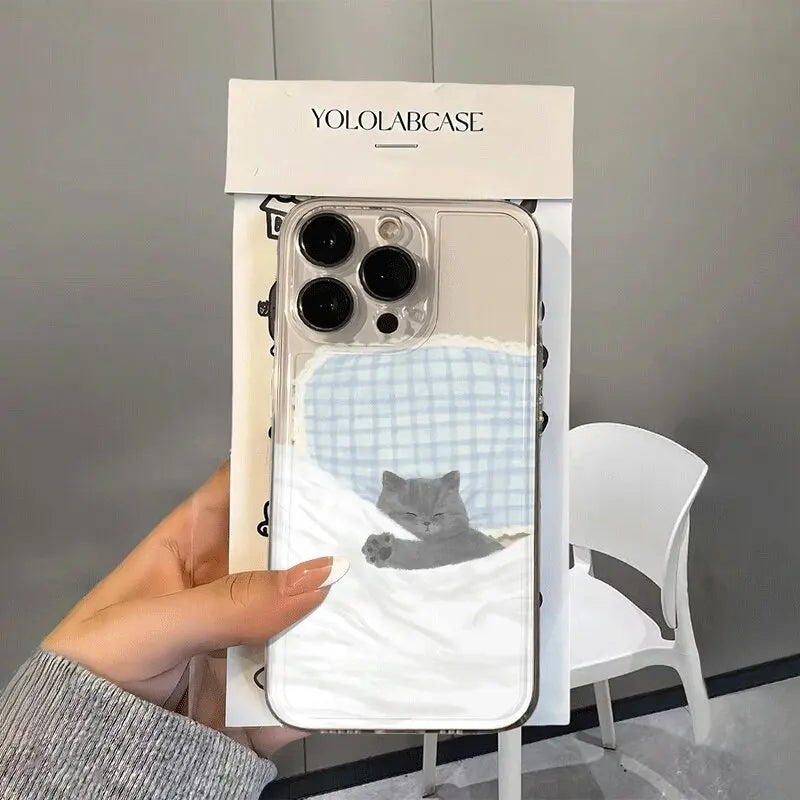Angry Cat iPhone Case Clear Fundas for 11-15 Pro Max, Mini, SE, XS, XR