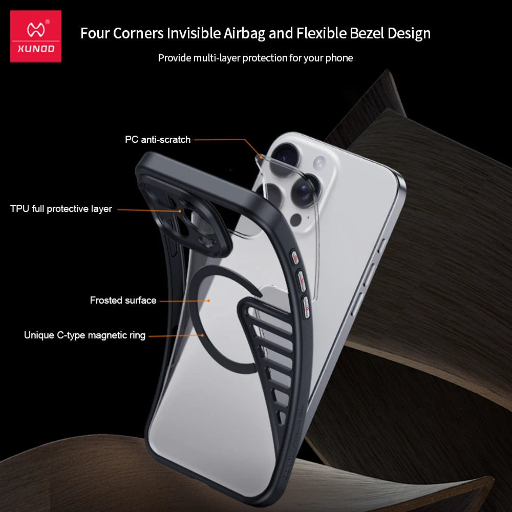 Xundd Frosted Magnetic iPhone 16 Pro/Pro Max Case with Camera Protection