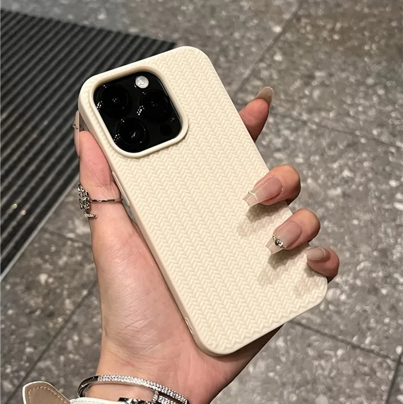 Luxury Knitting Grain iPhone Case for 7-15 Pro Max, Plus, SE, XS, XR