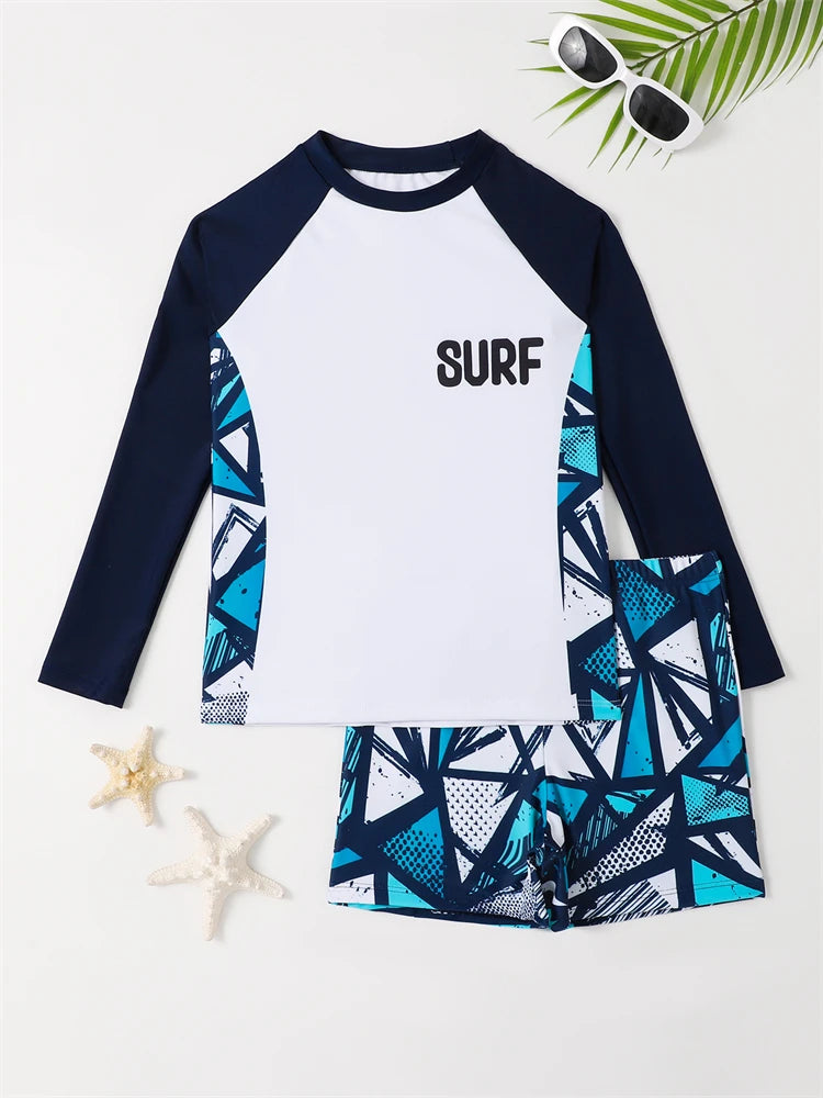 2024 Boy's Long Sleeve Swimsuit: Solid & Print