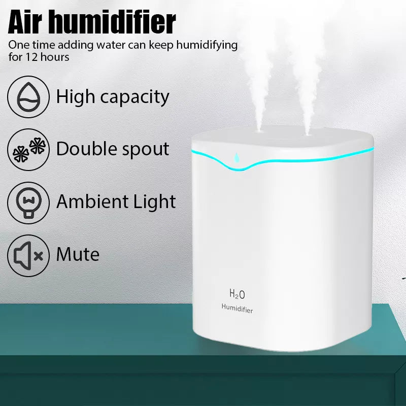 USB Humidifier: Double Spray, Aromatherapy, Purify.