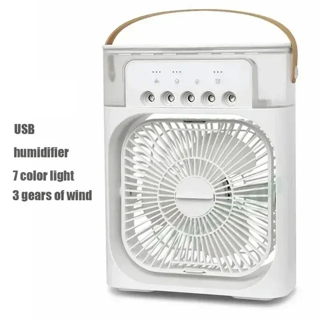 3-in-1 Portable USB Air Cooler, Humidifier & Fan with LED Light