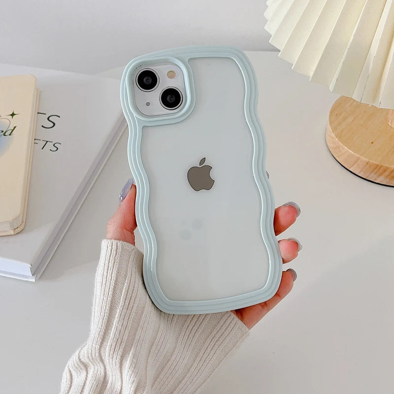 Wavy Lines Transparent Case for iPhone 11-15 Pro Max