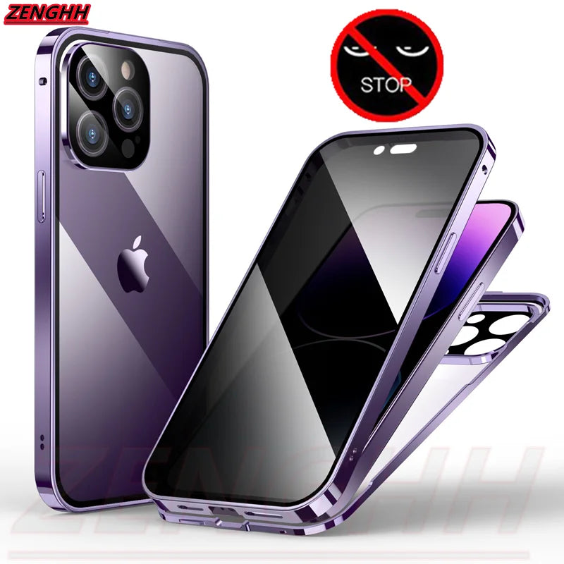 Double Glass Anti-Peep Privacy Case for iPhone 12-15 Pro Max