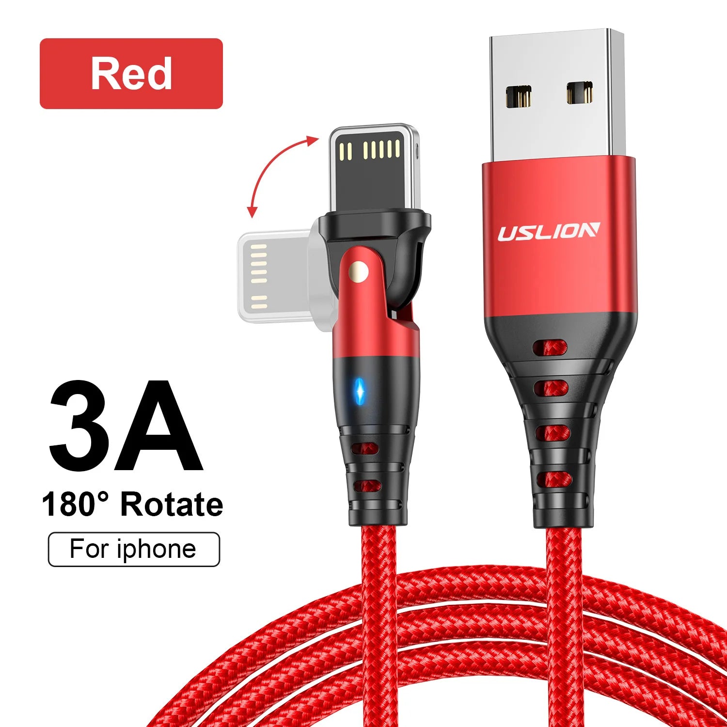 3A fast charging USB cable for iPhone.