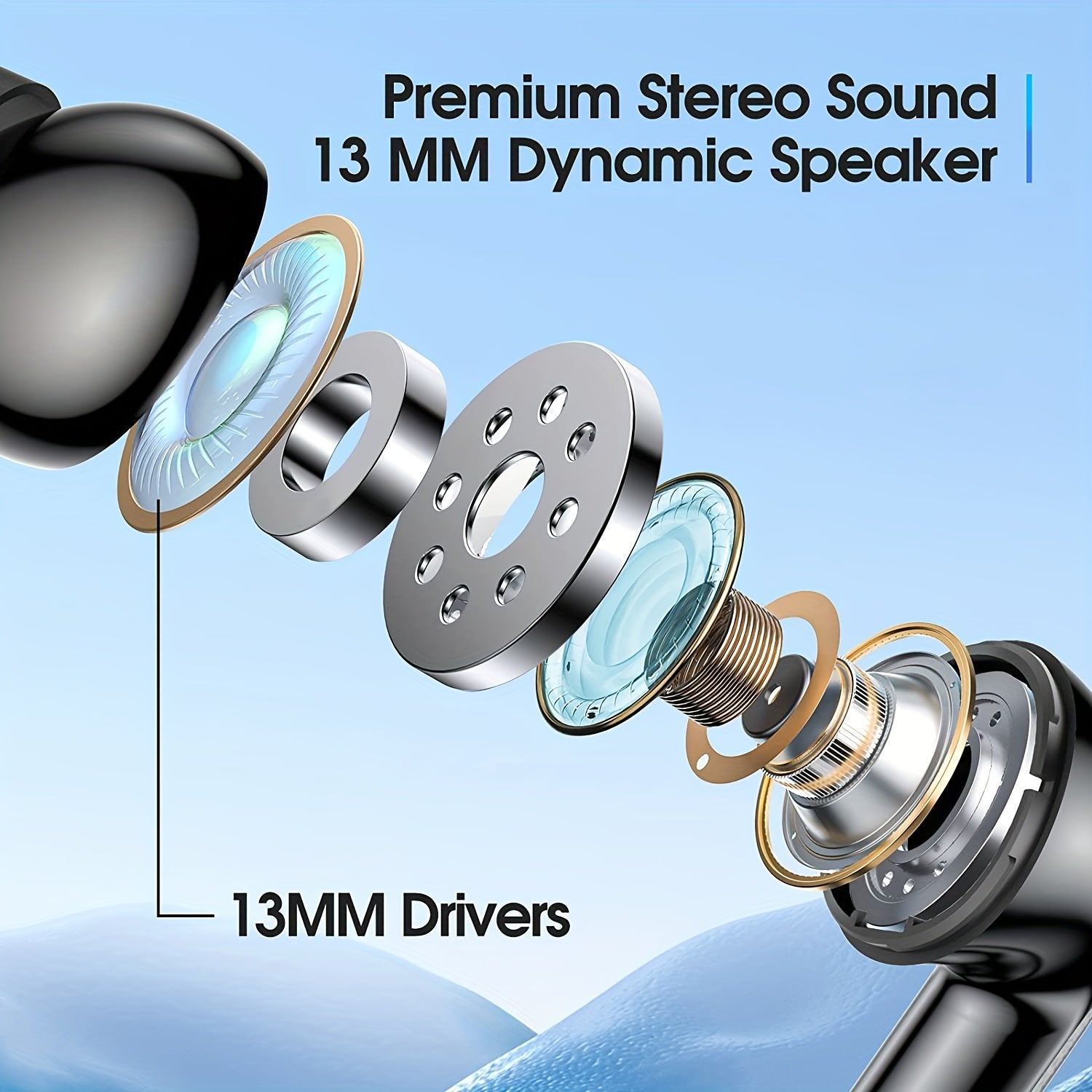 Wireless 5.3 Earphones – Stereo In-Ear with Type-C Fast Charging