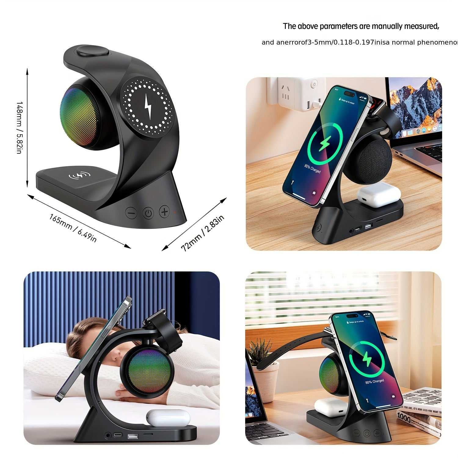 5-in-1 Wireless Speaker with RGB Rhythm Light & Fast Charging Station