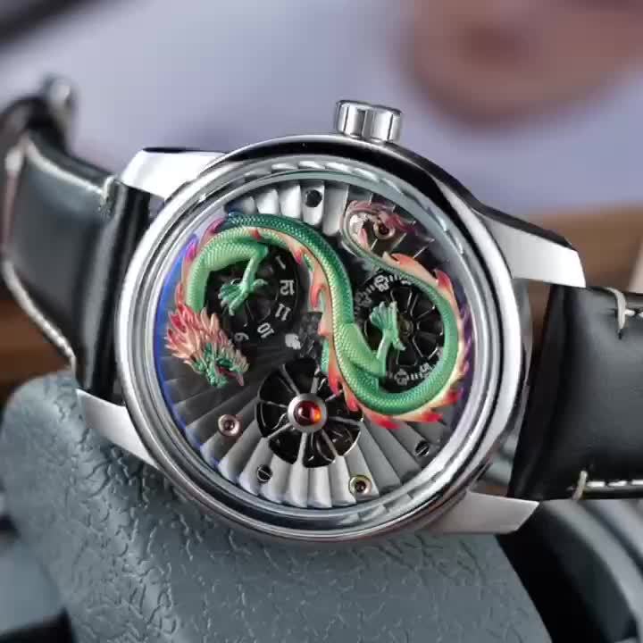 Chinese Dragon Automatic Mechanical Watch, Waterproof, Night Light