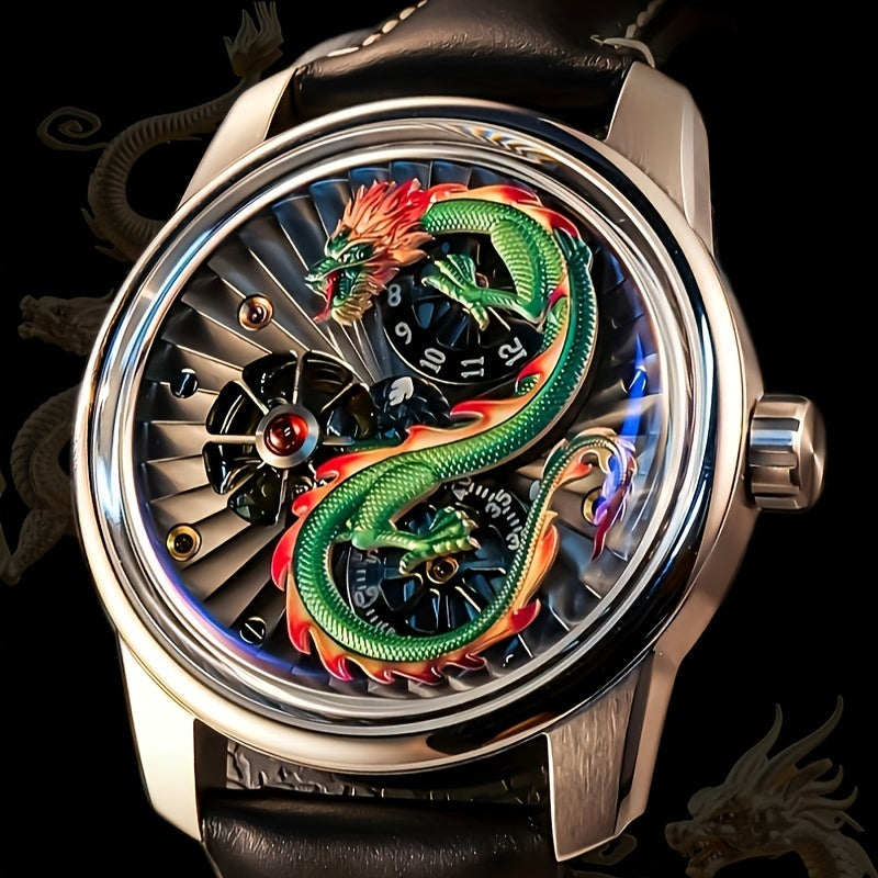 Chinese Dragon Automatic Mechanical Watch, Waterproof, Night Light